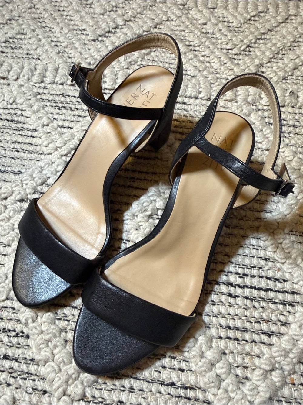 Naturalizer Black Open-Toe Ankle-Strap Heels